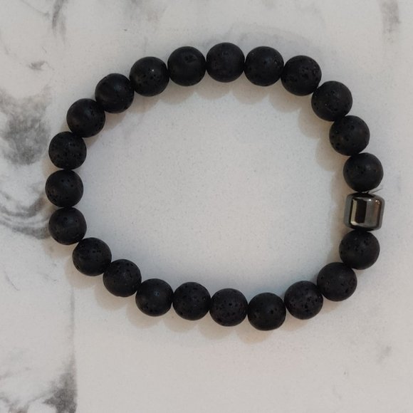 Volcanic rock lava stone bracelet - Picture 3 of 6